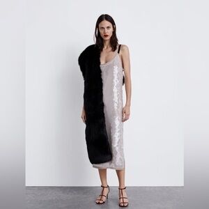 Zara studio champagne big sequin dress